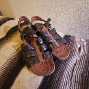 Womens Ariat Leather Tan And Black Sandals 9.5